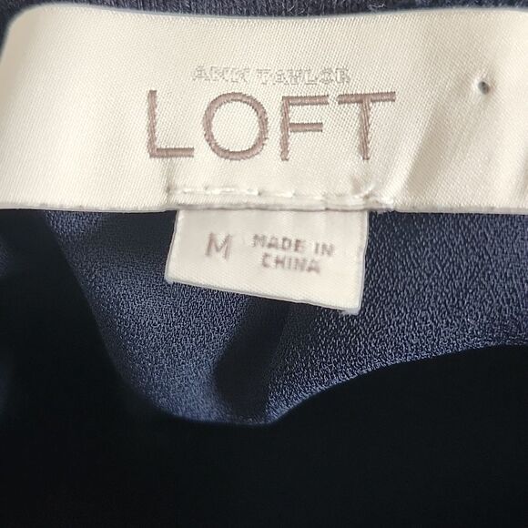 5/$55 Ann Taylor LOFT Long Sleeved Navy Blue & White Striped Tunic Top, M - Picture 4 of 6